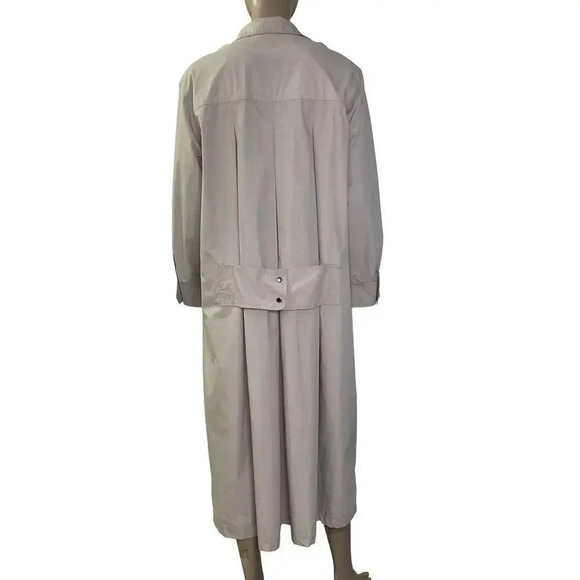 Time Collection Lightweight Pleated Long Trench Coat Women Size 8 Tan Oversized - Picture 2 of 16